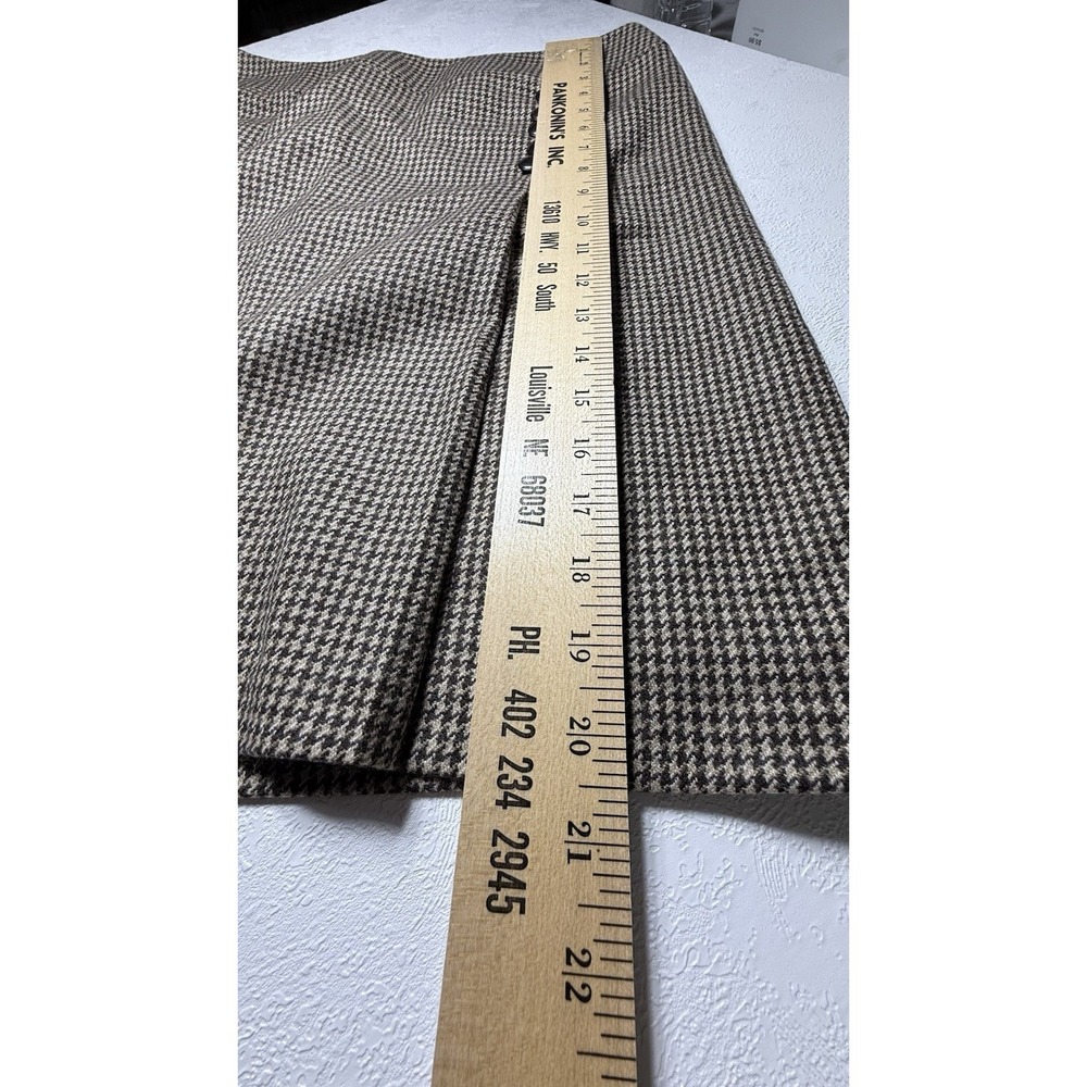 Talbots Petites 10 Wool Houndstooth Skirt Suit Set Blazer Jacket A-Line Brown - Picture 15 of 16